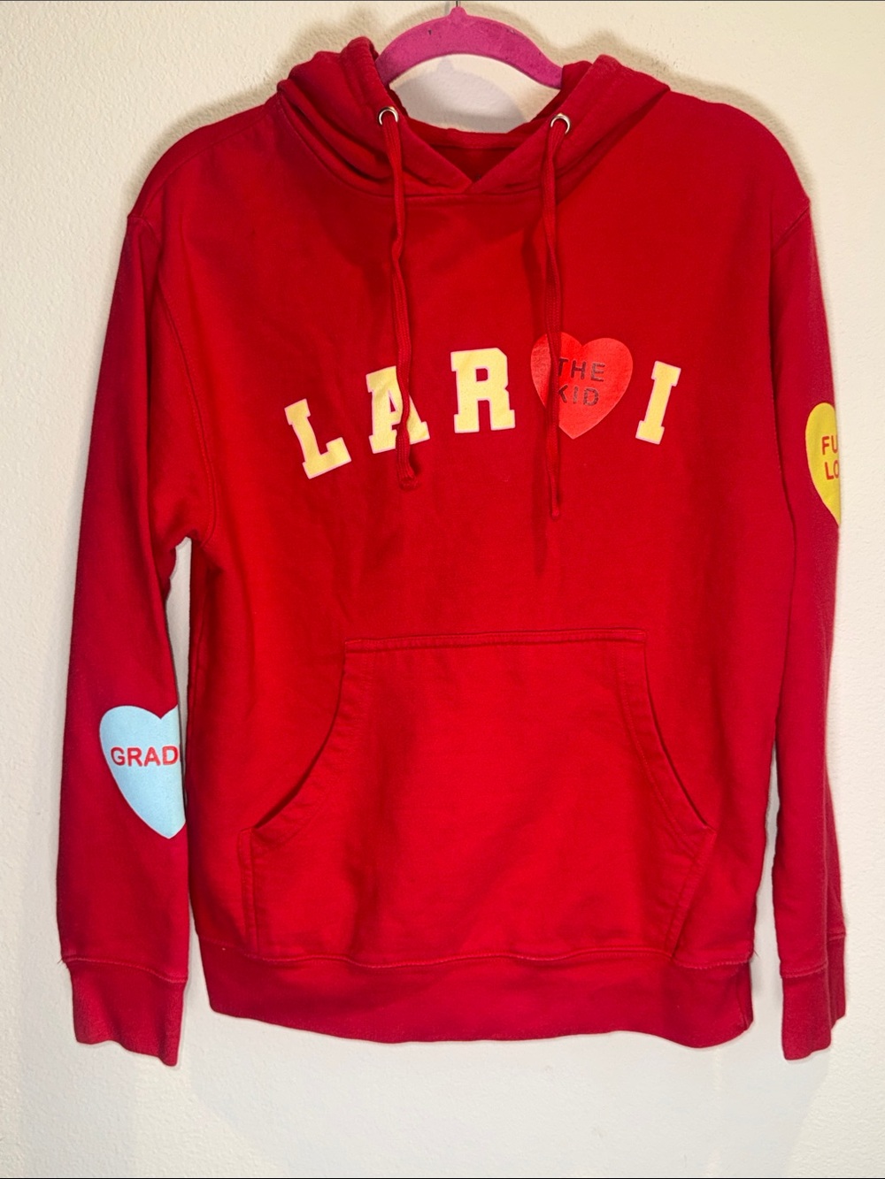 The Kid Laroi Red Candy Hearts F**k Love Savage Valentines Hoodie Unisex Sz S